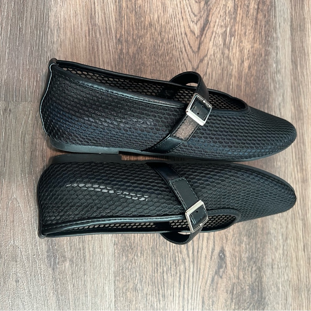 Top Moda Mary Jane Flats Size 7.5 Black Mesh Buckle Ballet Shoes Feminine Casual - Picture 6 of 7